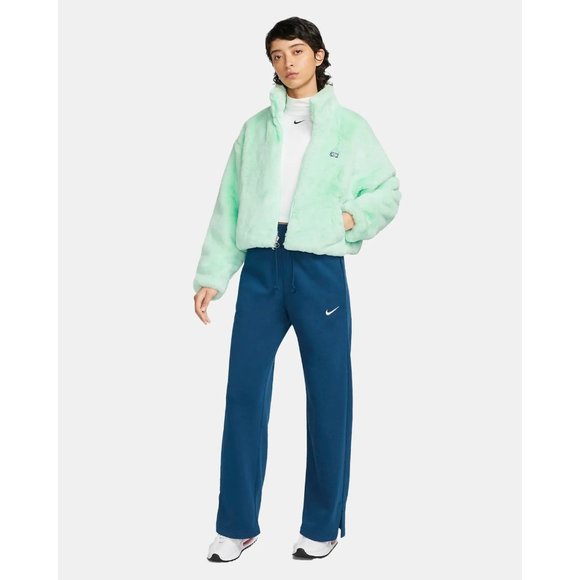 Nike Jackets & Blazers - Nike Sportswear Icon Clash Mint Green Faux Fur Pocket Full Zip Jacket Sz L NWT